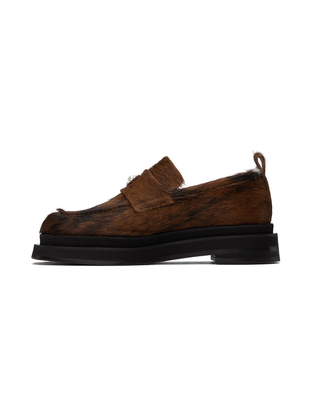 Brown Heart Toe Platform Loafers - 3