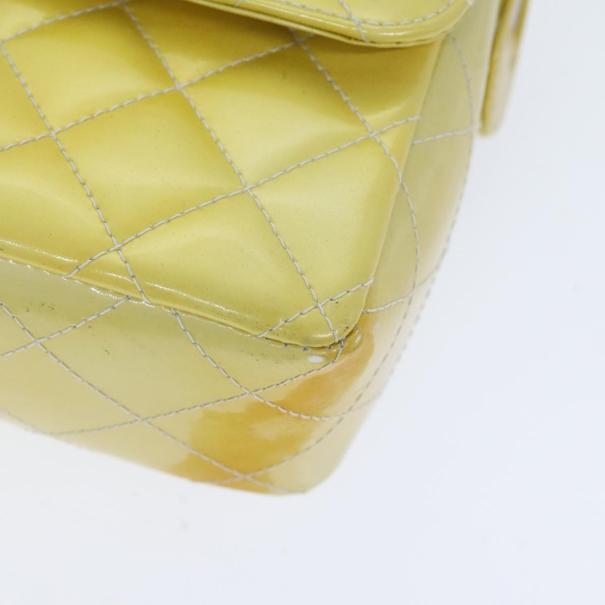 CHANEL Matelasse Backpack Patent Leather Yellow Silver CC - 15