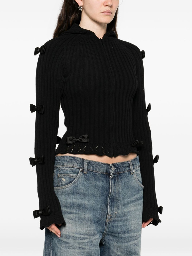 bow-embellished zip-up cardigan 3