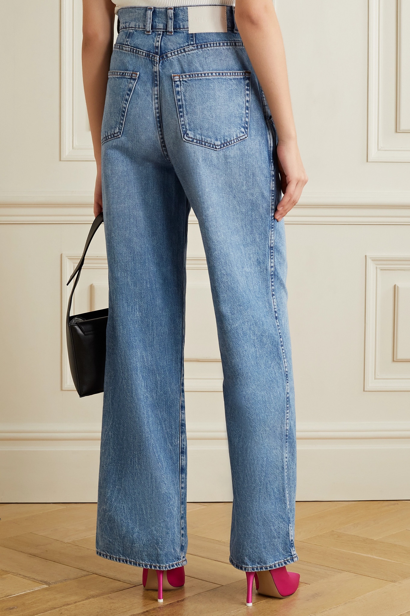 Morgan pleated high-rise wide-leg jeans - 4