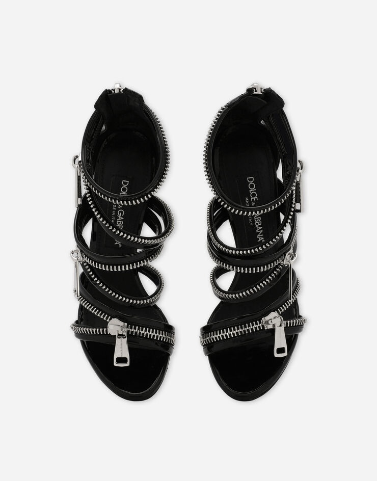 Polished calfskin sandals with zipper - 4