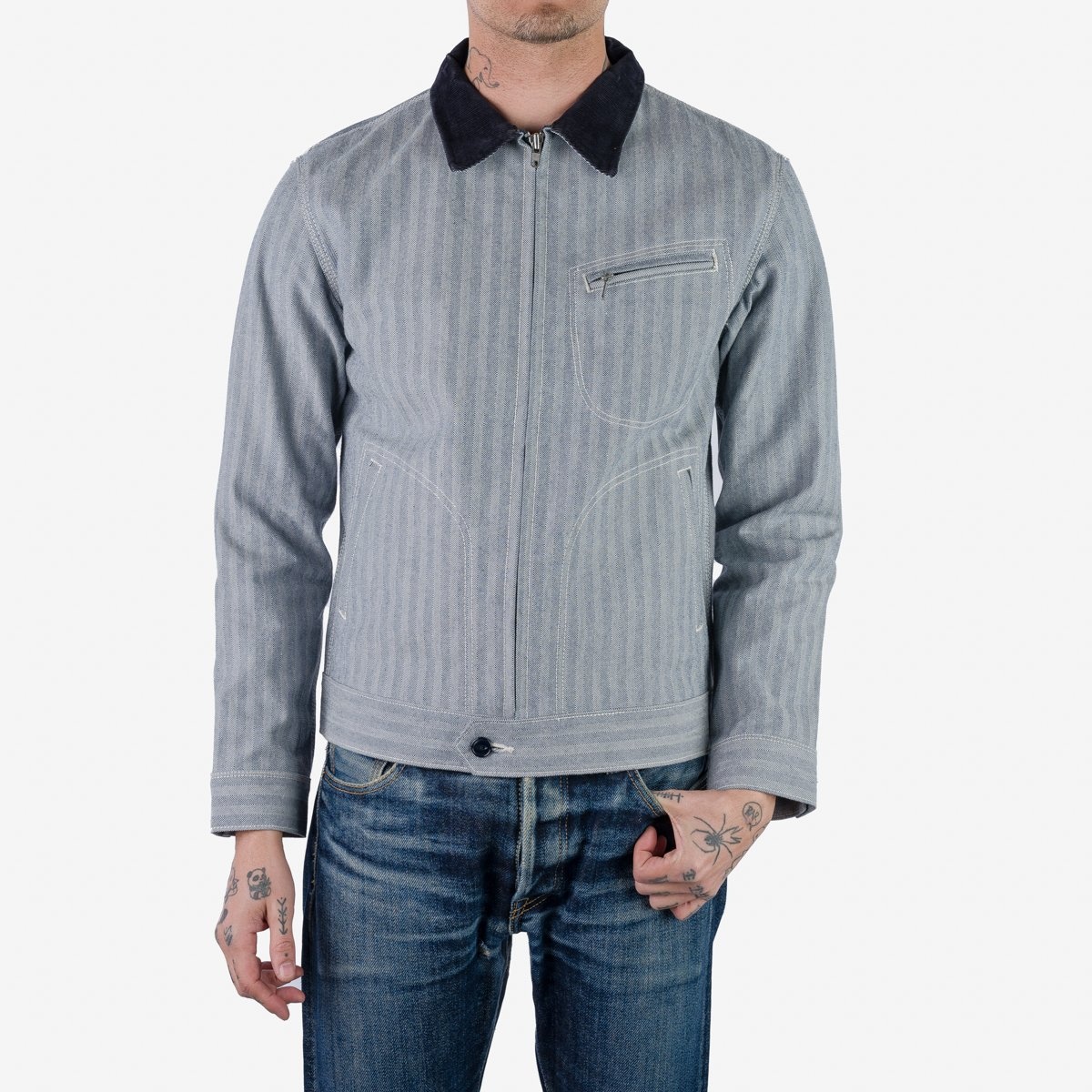 IHJ-119-BLU 14oz Heavy Herringbone Work Jacket - Blue - 2