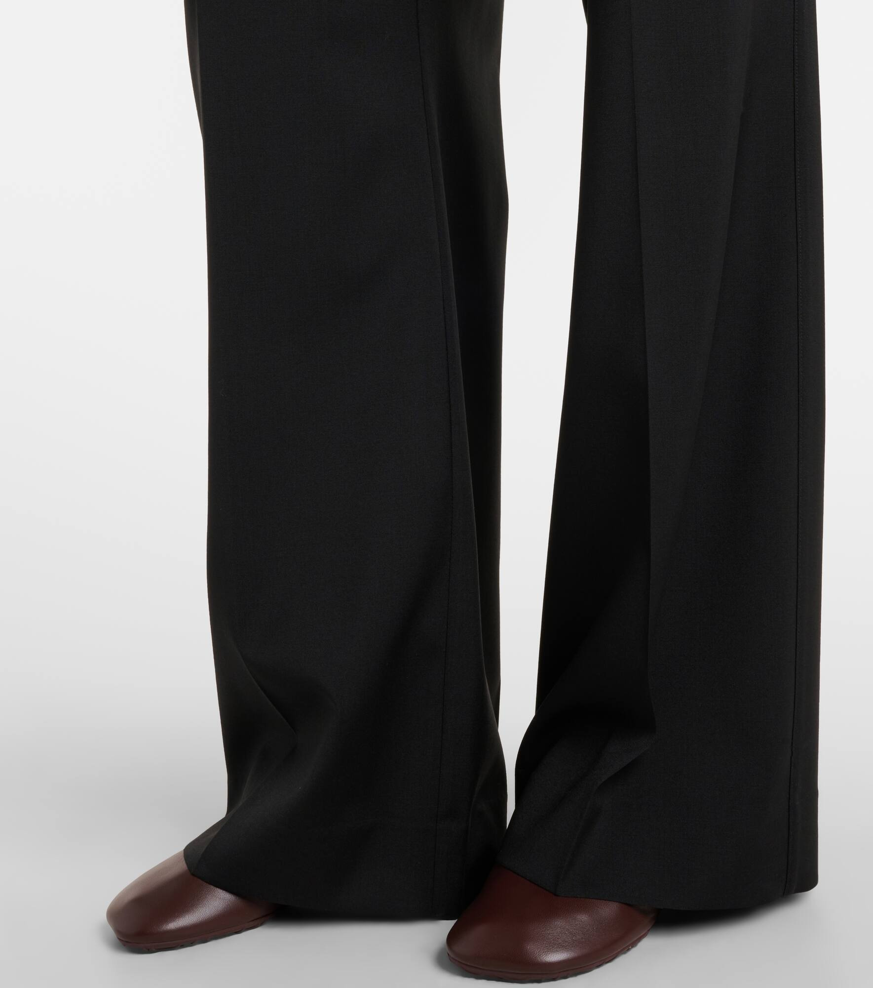 Logo wool mid-rise straight pants - 5