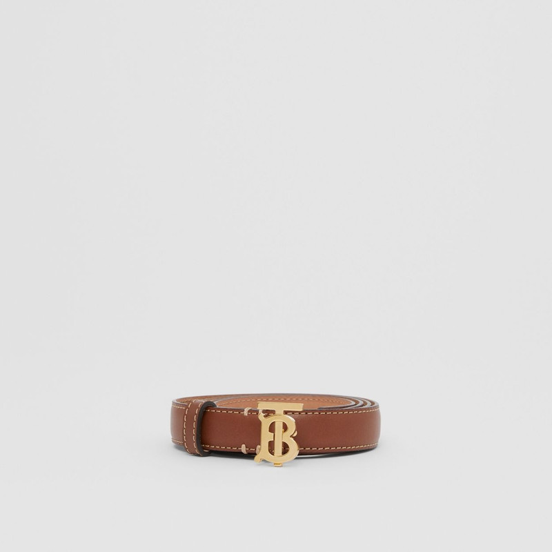 Monogram Motif Topstitched Leather Belt 3