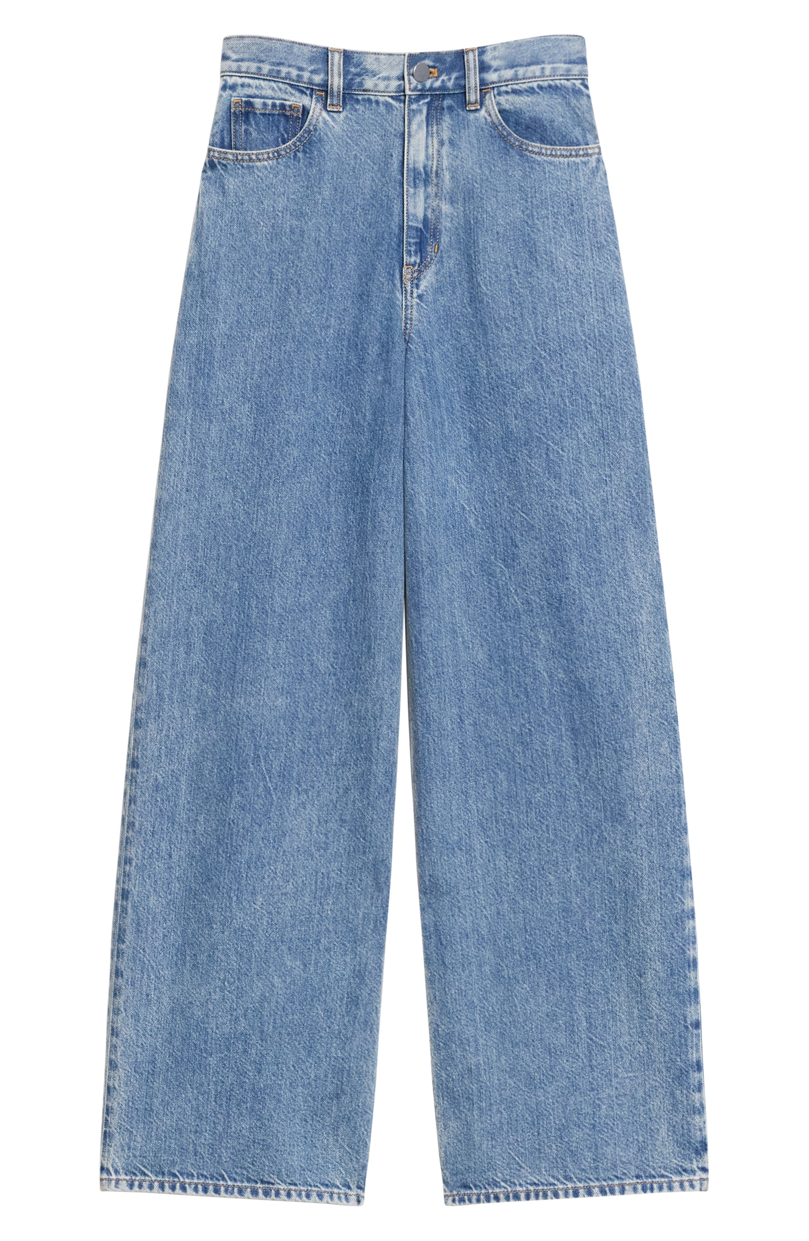 Theory Relaxed Fit High Waist Wide Leg Jeans in Ice Blue at Nordstrom - 4