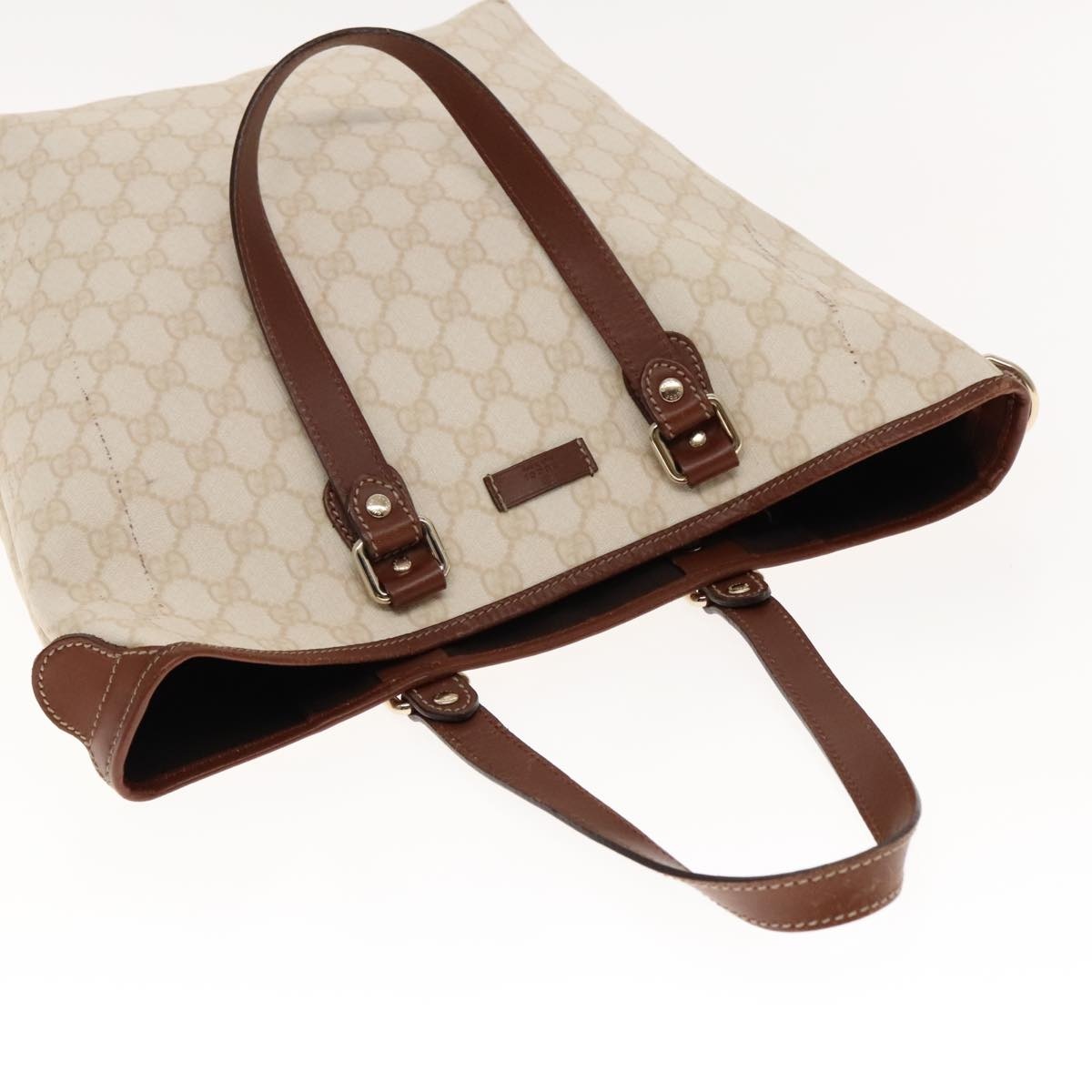 GUCCI GG Supreme Tote Bag Pvc Leather Gold White - 6