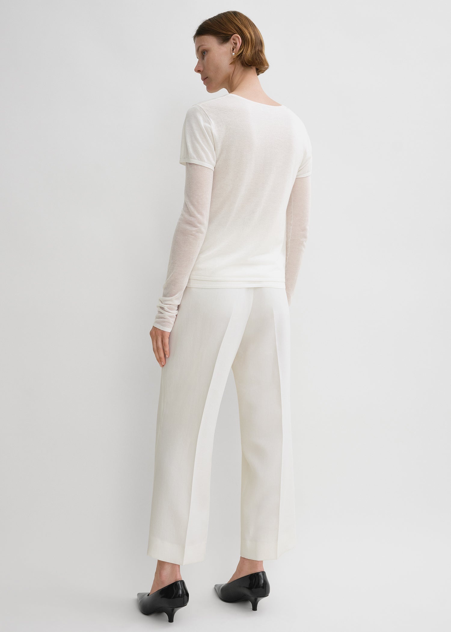 Straight cropped trousers off-white - 4