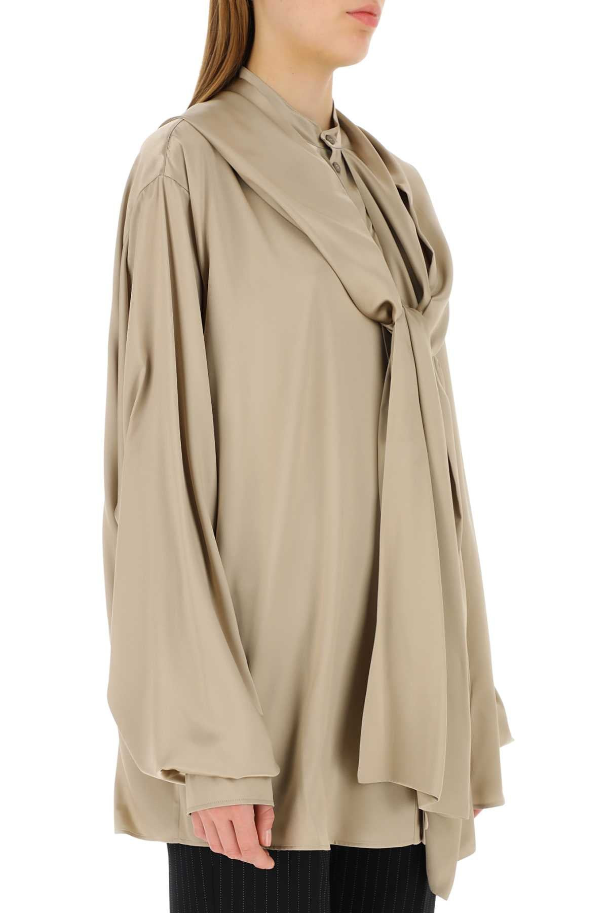 Balenciaga Women Cappuccino Satin Oversize Shirt - 3