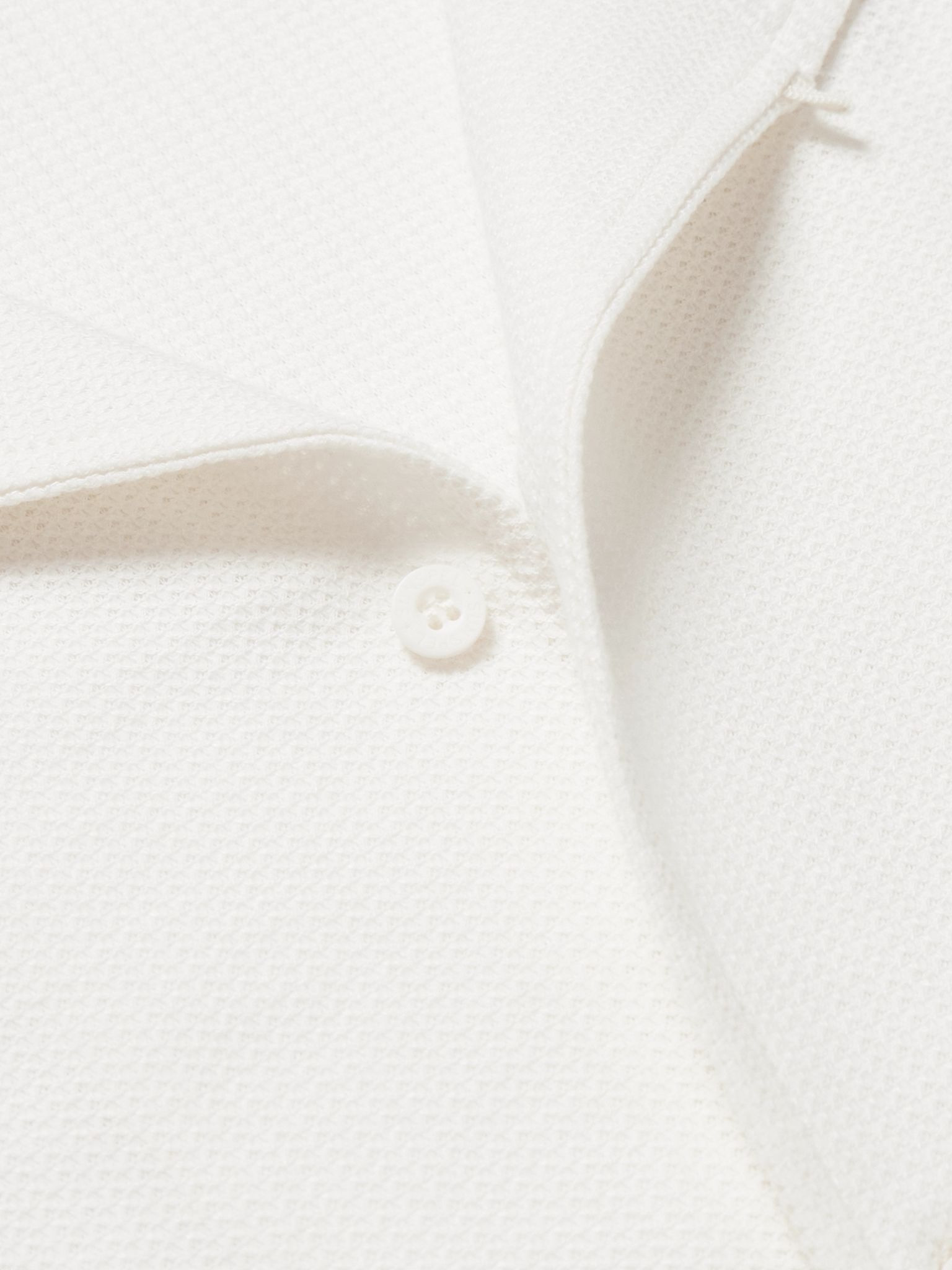 Convertible-Collar Cotton-Piqué Polo Shirt Ecru - 4