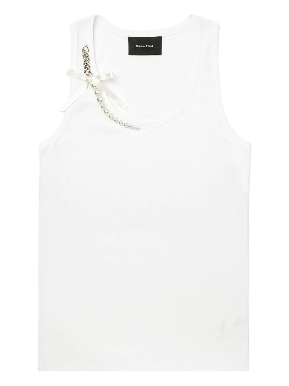 pearl-chain-embellished tank top - 1