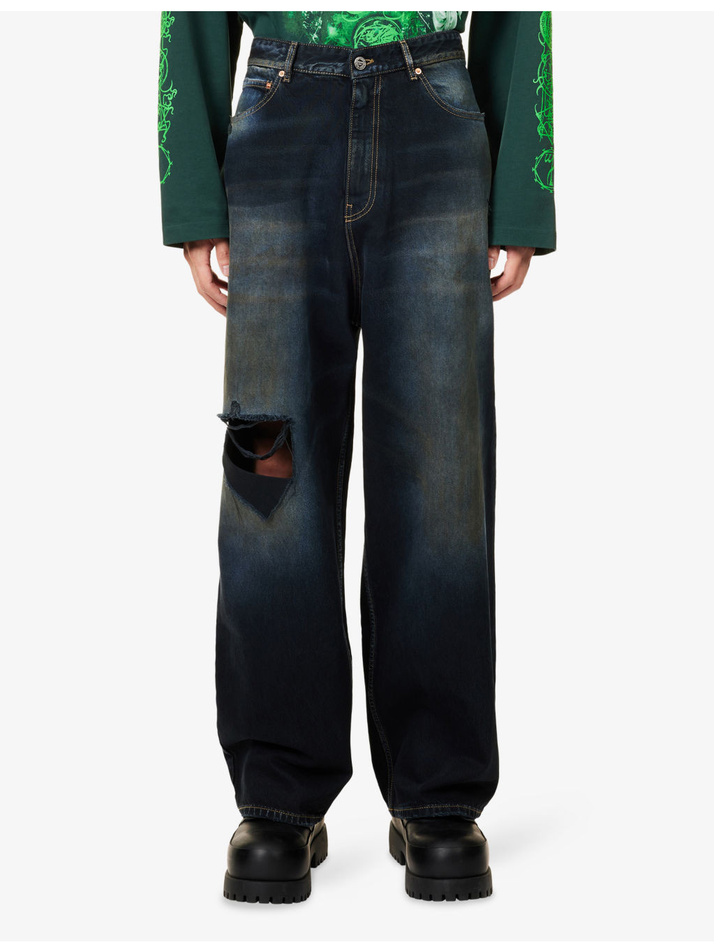 Distressed Baggy-Fit Denim Jeans - 3