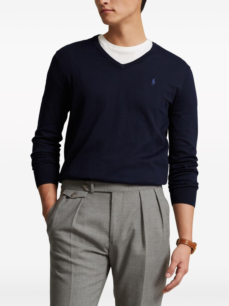 logo embroidered V-neck jumper 3