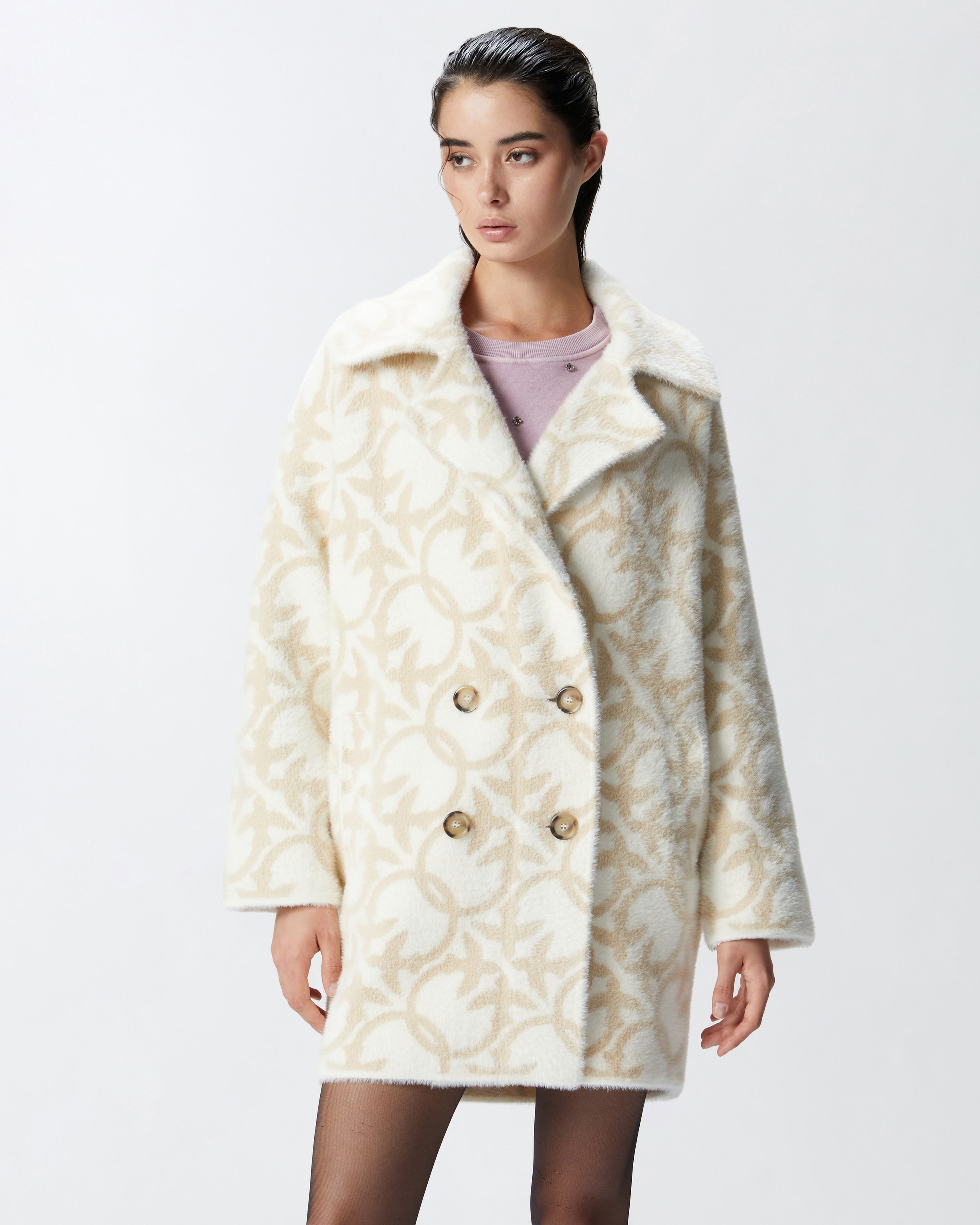 SHORT FAUX FUR COAT WITH LOGO - 3