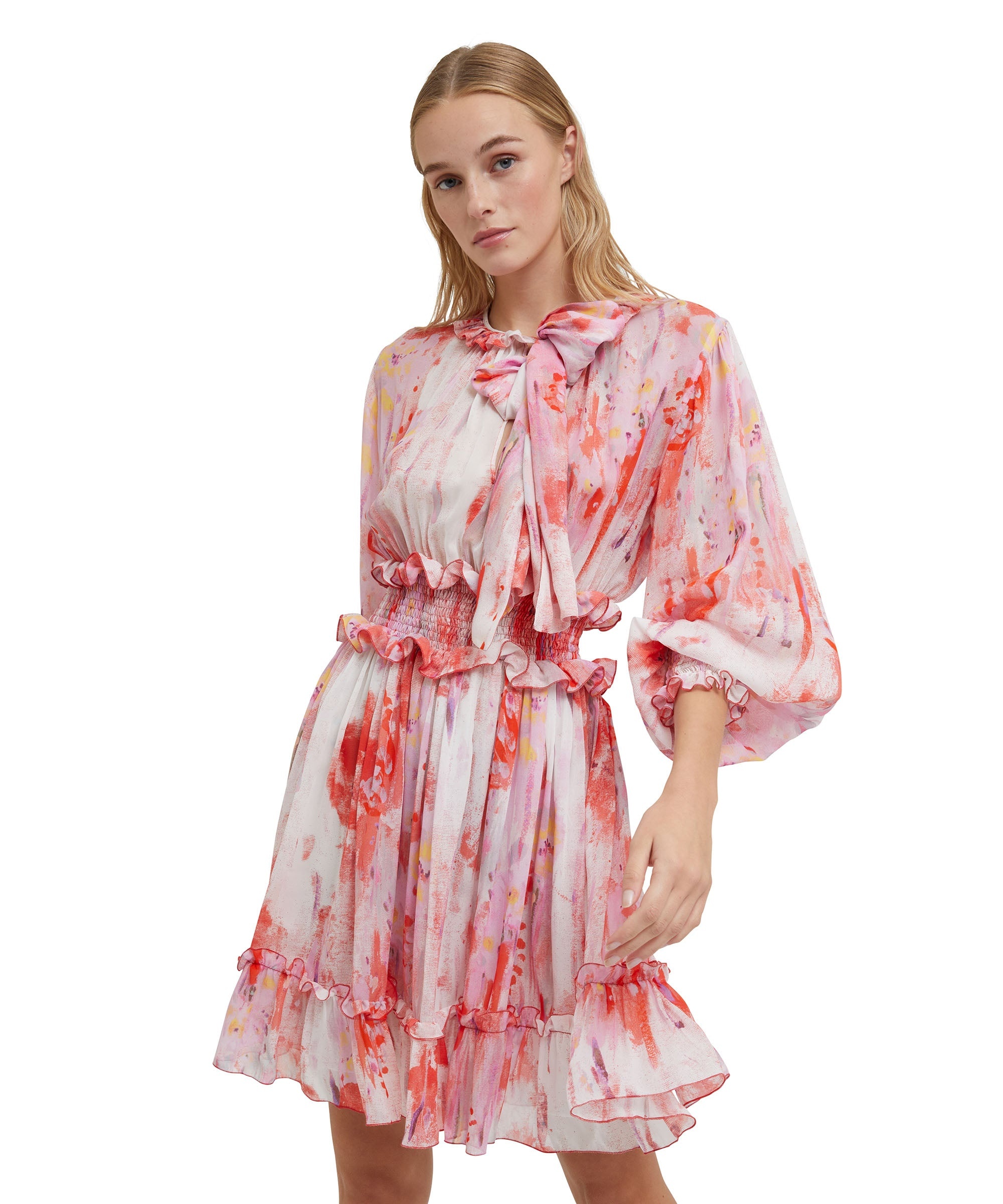 Short dress with georgette "artsy flower" print - 5