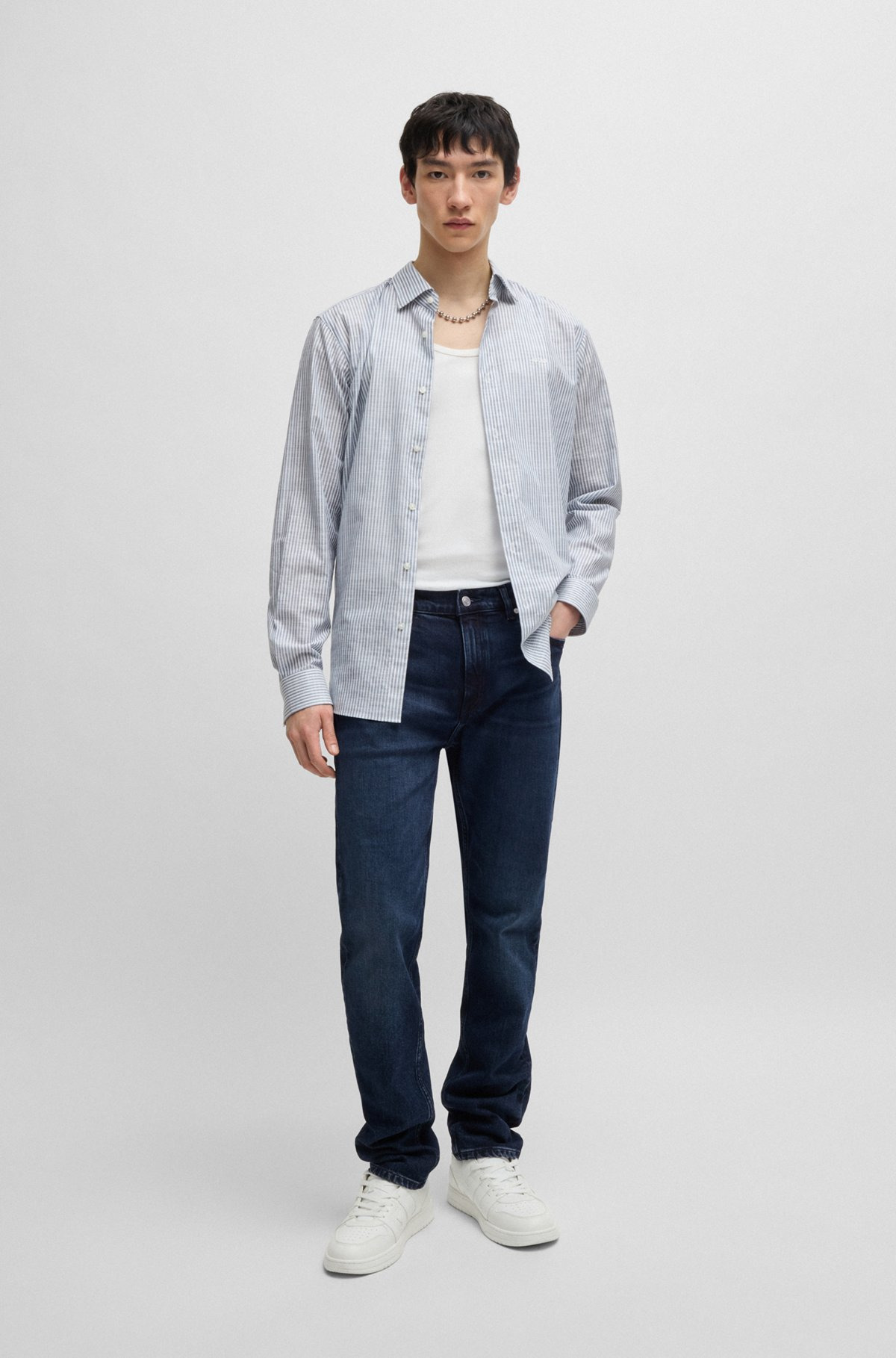 SLIM-FIT JEANS IN DARK-BLUE STRETCH DENIM - 3