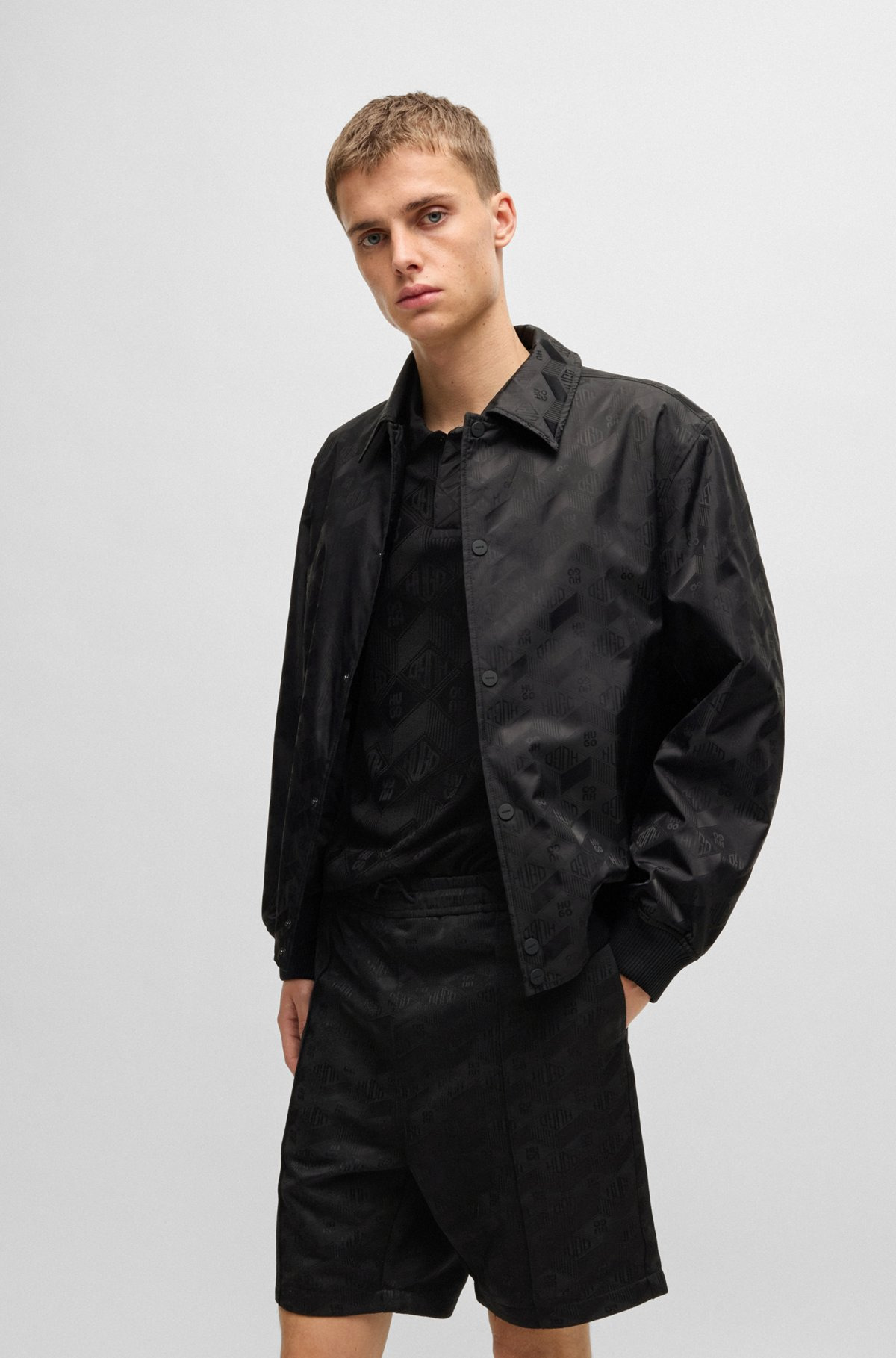 RELAXED-FIT BOMBER JACKET WITH GEOMETRIC-LOGO JACQUARD - 2