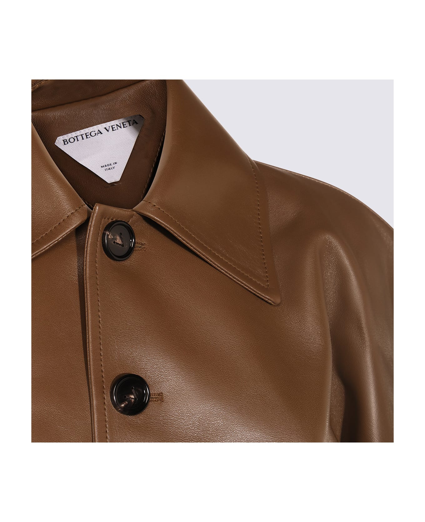 Brown Leather Casual Jacket - 4