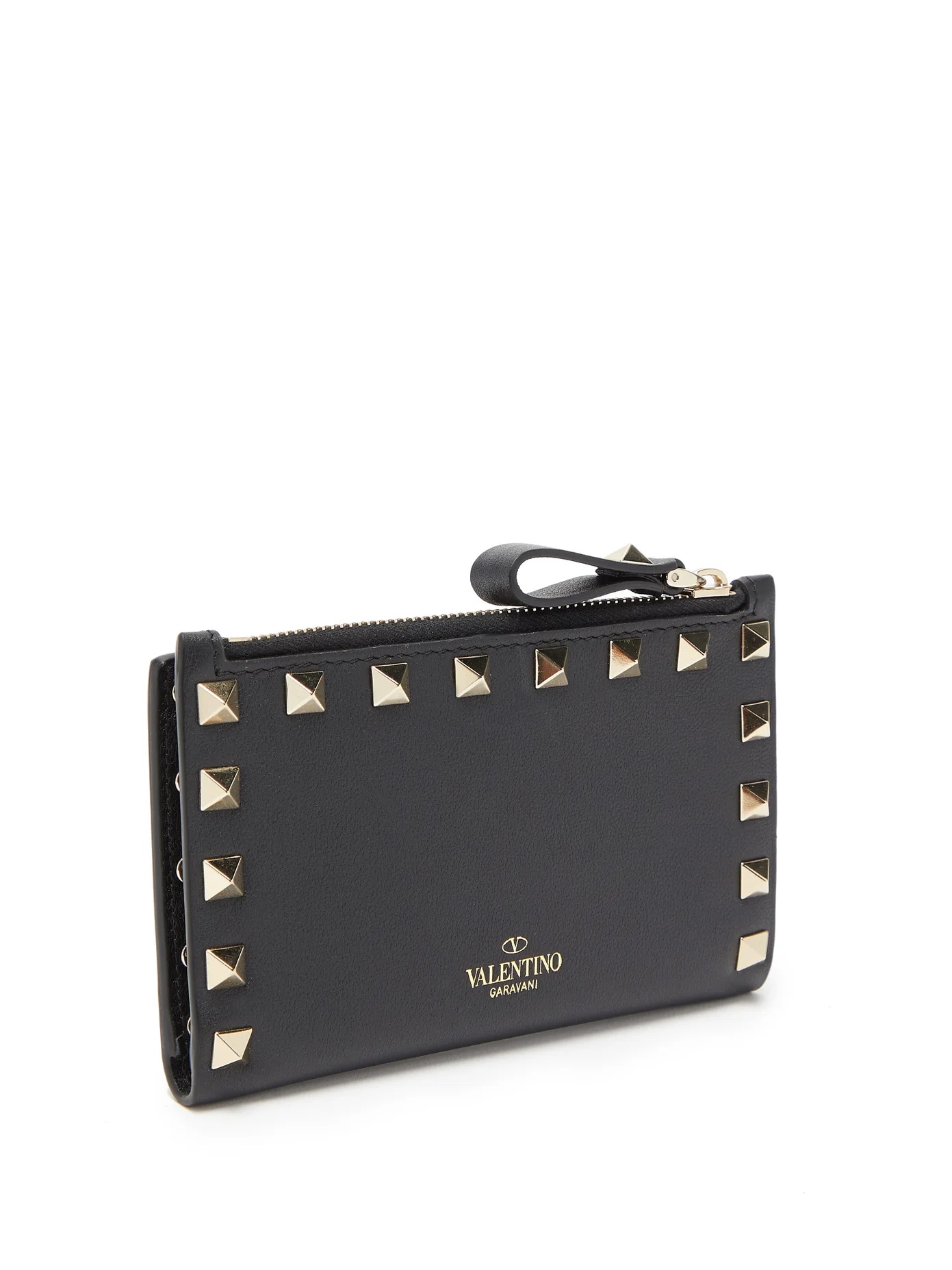 Rockstud leather card and coin purse - 3