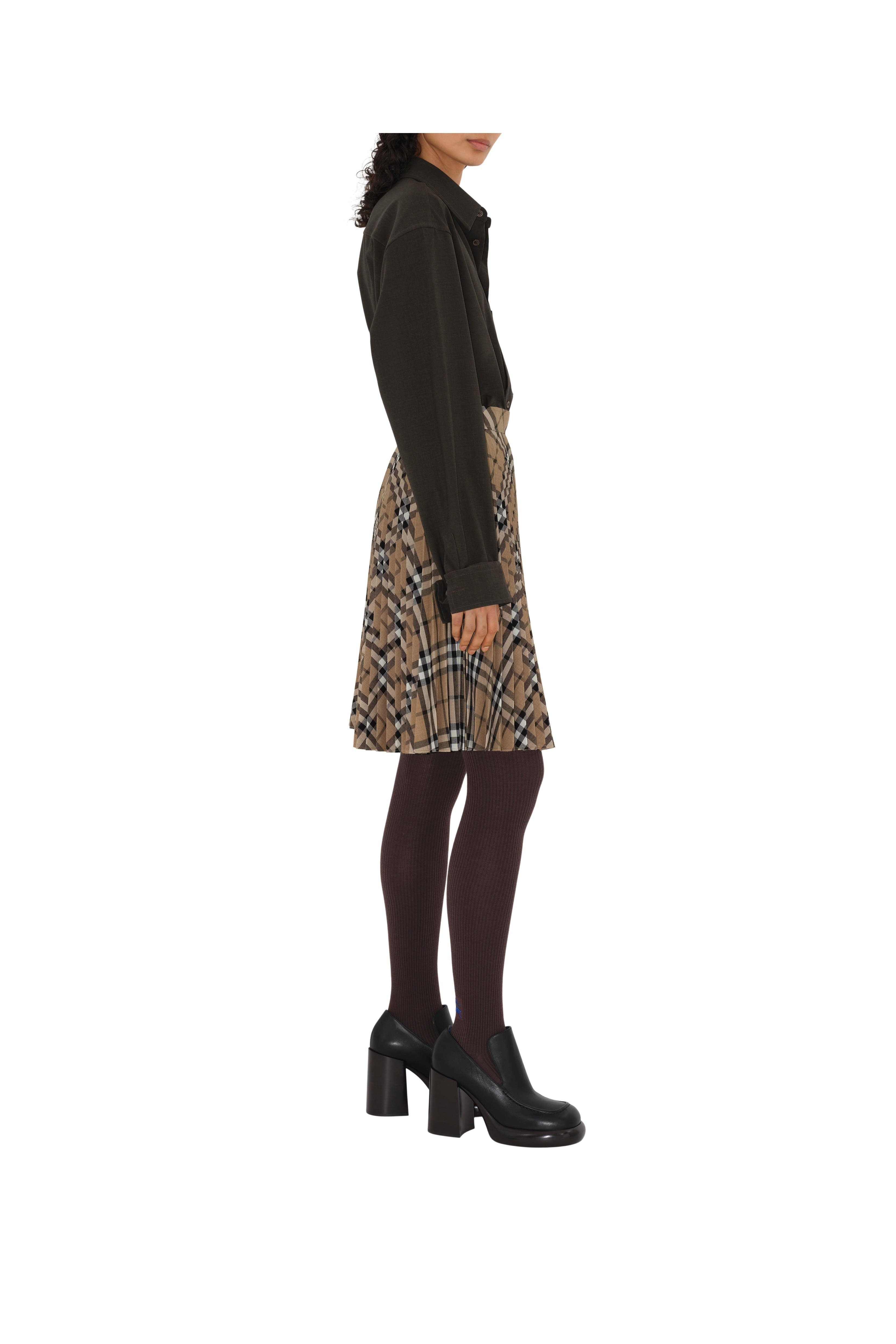 burberry Pleated Check Wool Blend Skirt in Linden at Nordstrom - 3