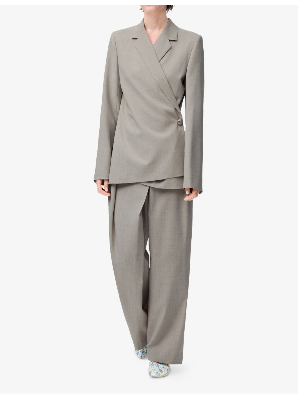Tailored Wrap-Over Wool Blazer - 2