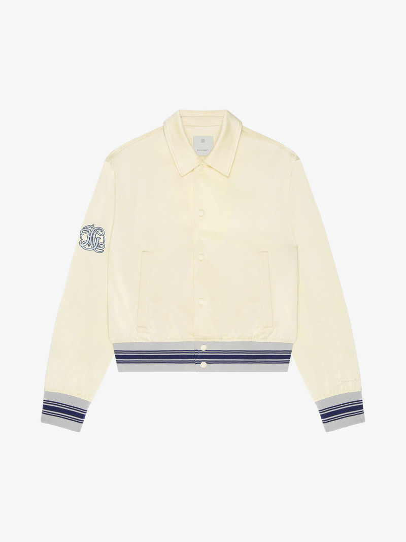 SLIM FIT VARSITY JACKET IN COTTON BLEND WITH HG EMBROIDERY 1