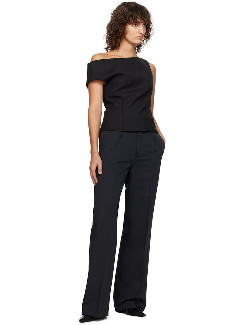 RÓHE Black Relaxed Single Pleated Trousers outlook