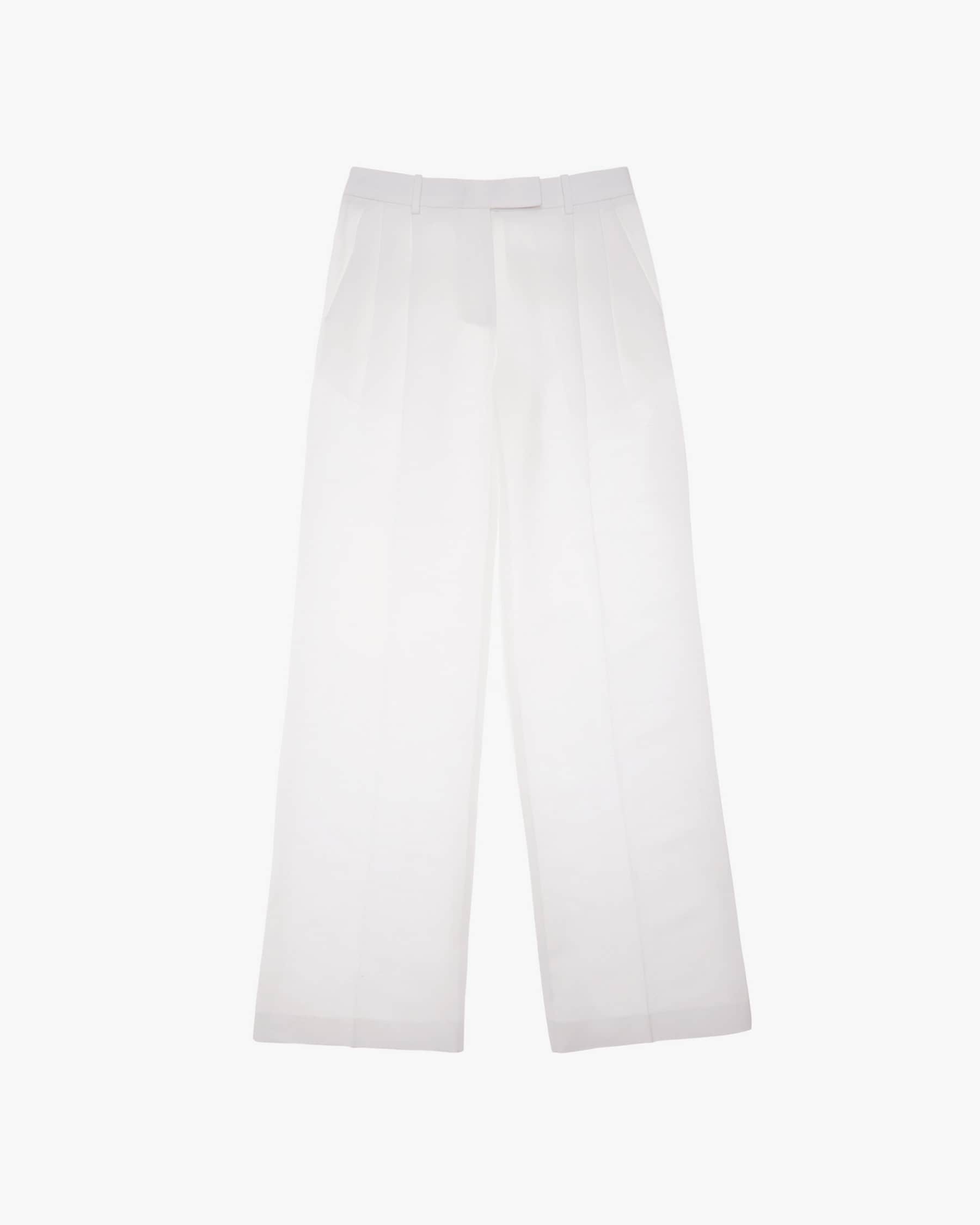 PLEATED STRETCH WOOL PANT - 1