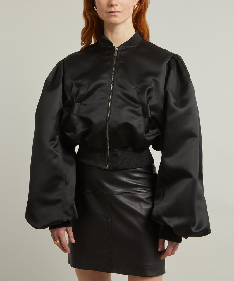 NINA RICCI Bow Detail Satin Bomber Jacket outlook