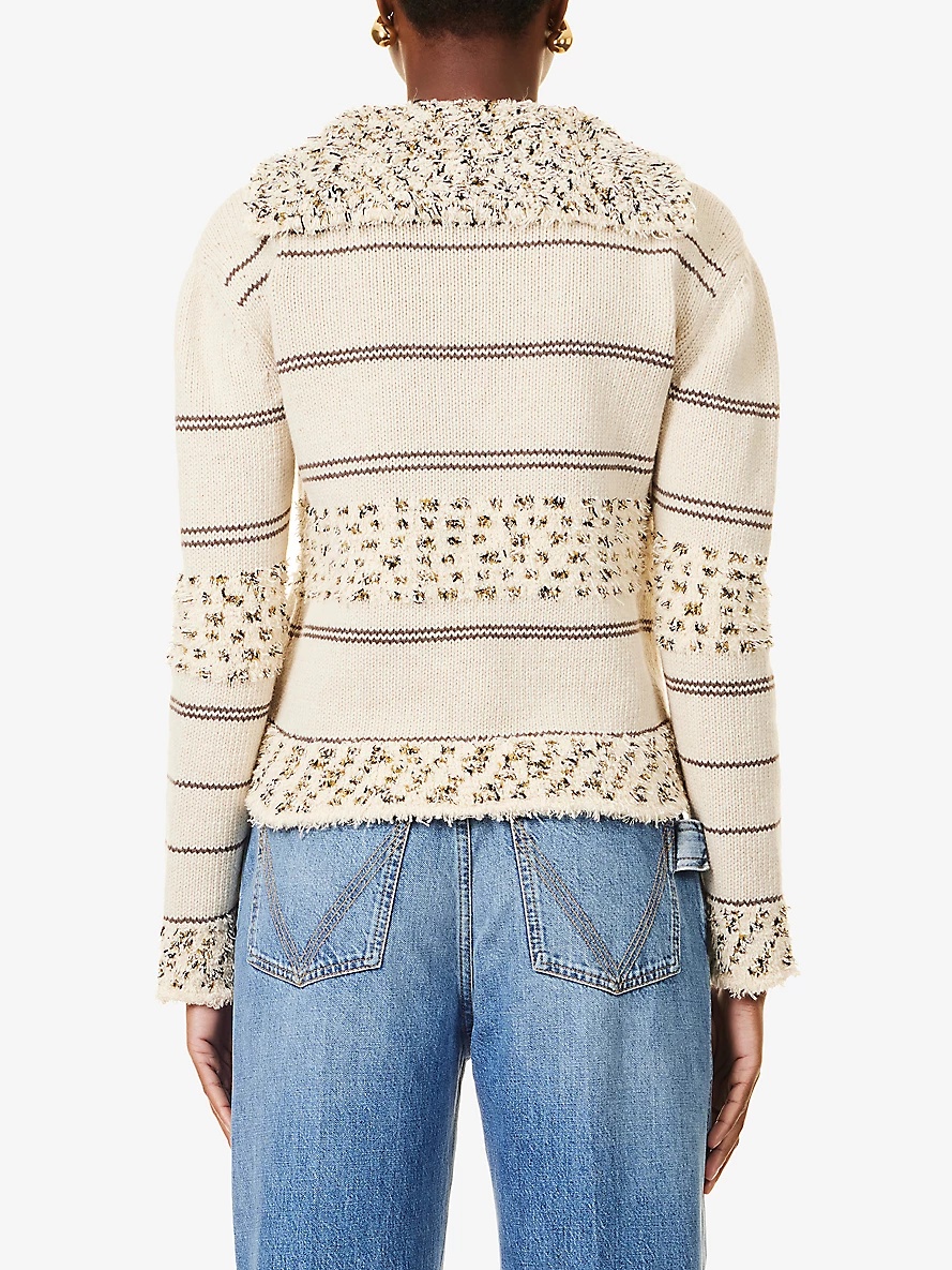 Striped-panel regular-fit wool-blend top - 4
