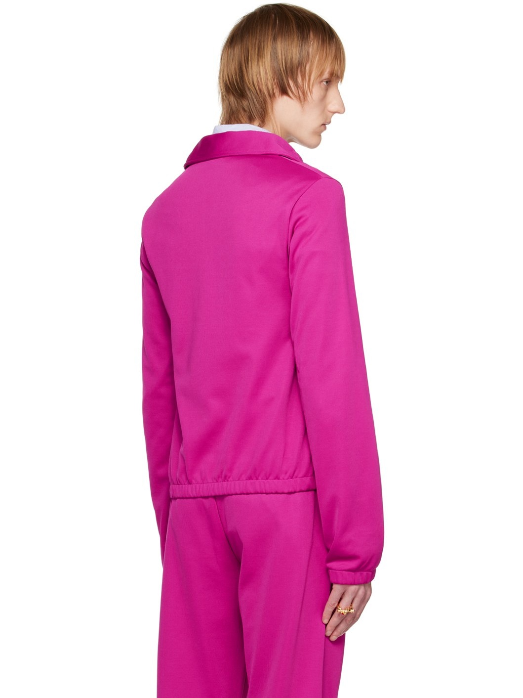 【関税込み】Acne Studios ピンク 刺繍 トラックジャケット Acne Studios Pink Embroidered Track Jacket | ssense | REVERSIBLE