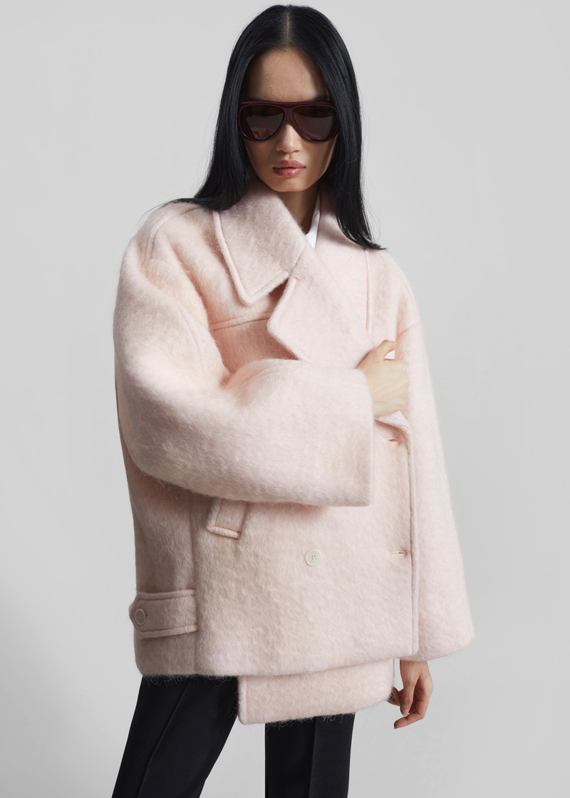 Odeone Brushed Wool Peacoat - Faded Pink 8