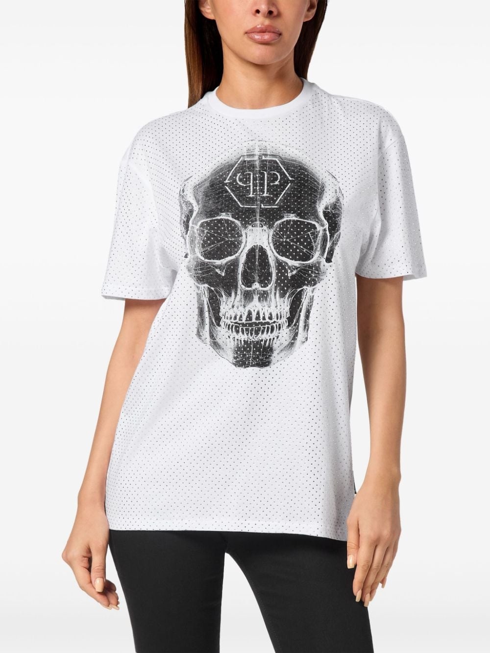 Skull rhinestone T-shirt - 3