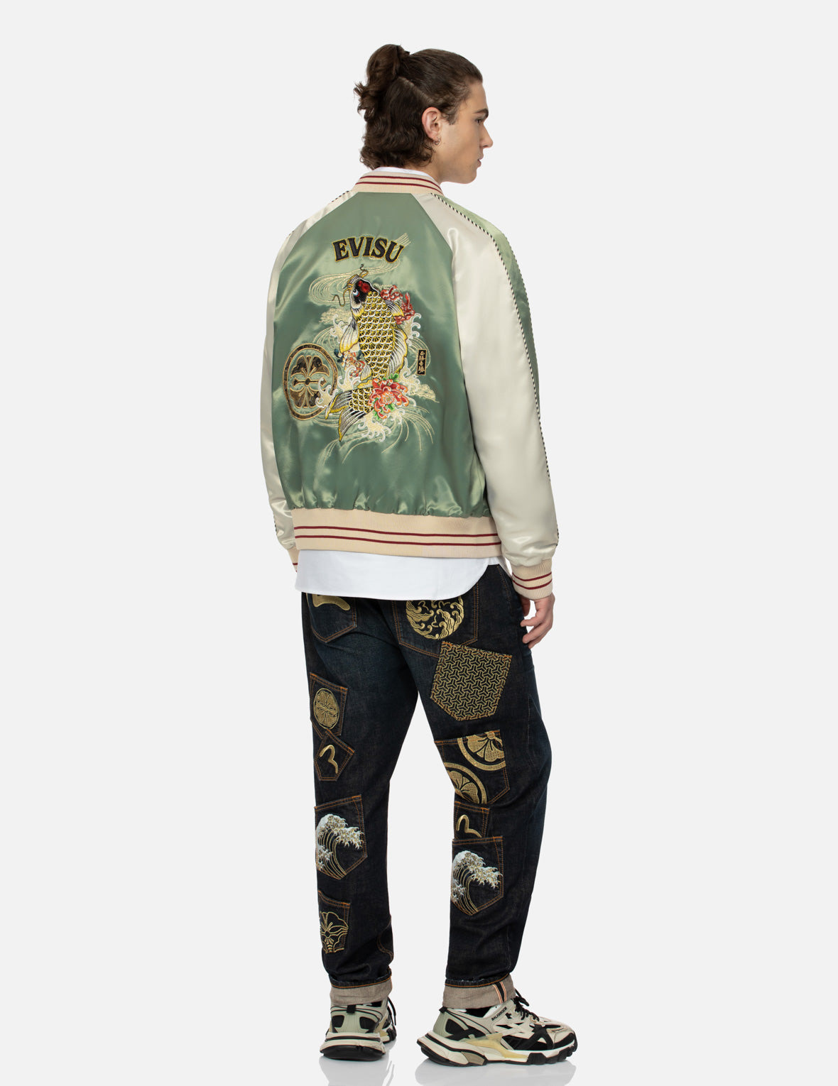 KAMON BROCADE APPLIQUÉ AND CARP EMBRODIERY RELAX FIT SOUVENIR JACKET - 3