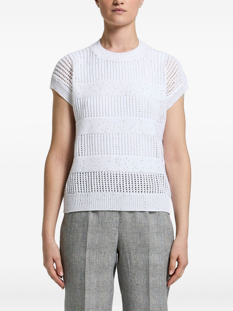 sequin-embellished open-knit sweater 1