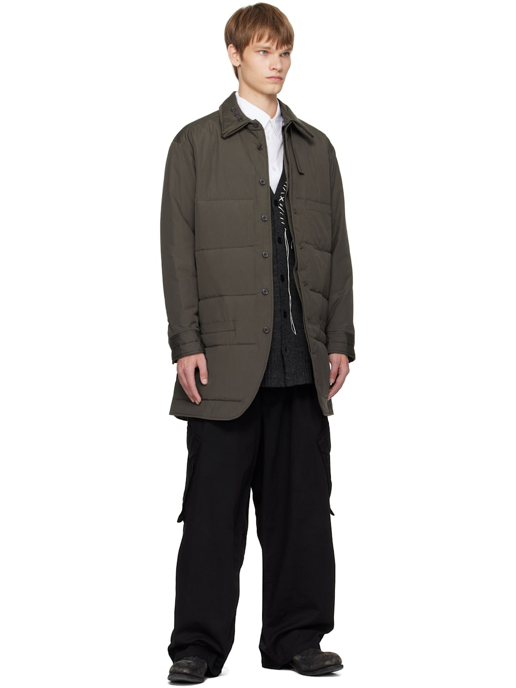 Khaki Broad Gusset Collar Padded Shirt - 4