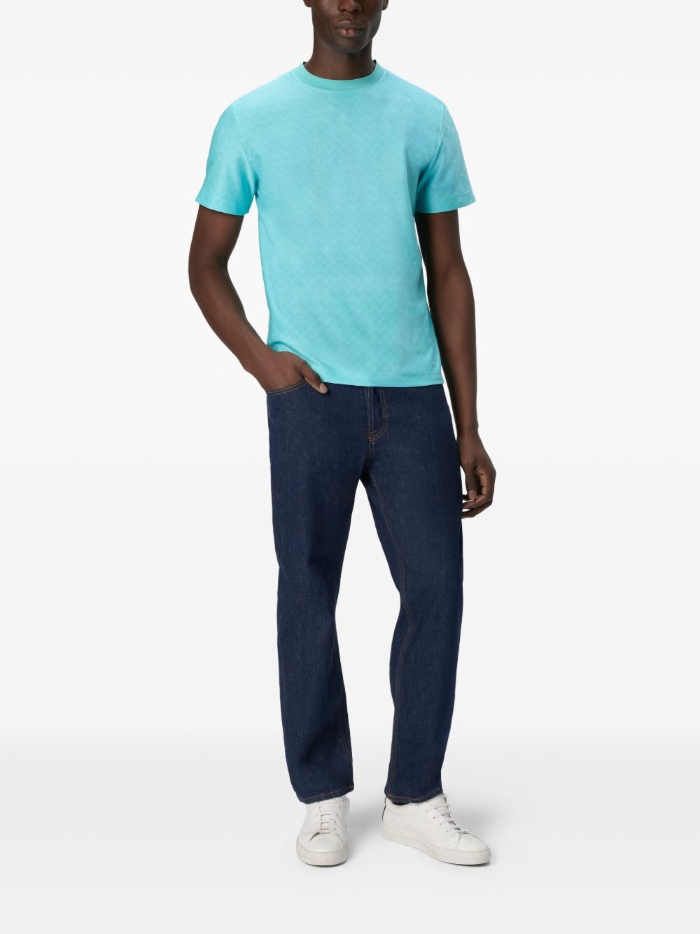 tonal-zigzag cotton T-shirt - 2