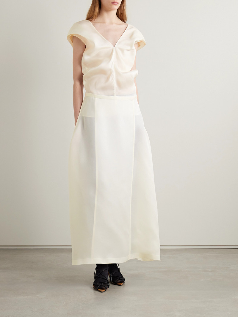 KHAITE Ami Draped Silk-gazar Top outlook