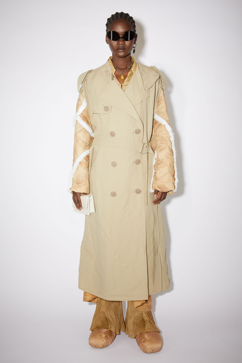 Acne Studios Double-breasted patchwork trench coat - Dusty beige outlook