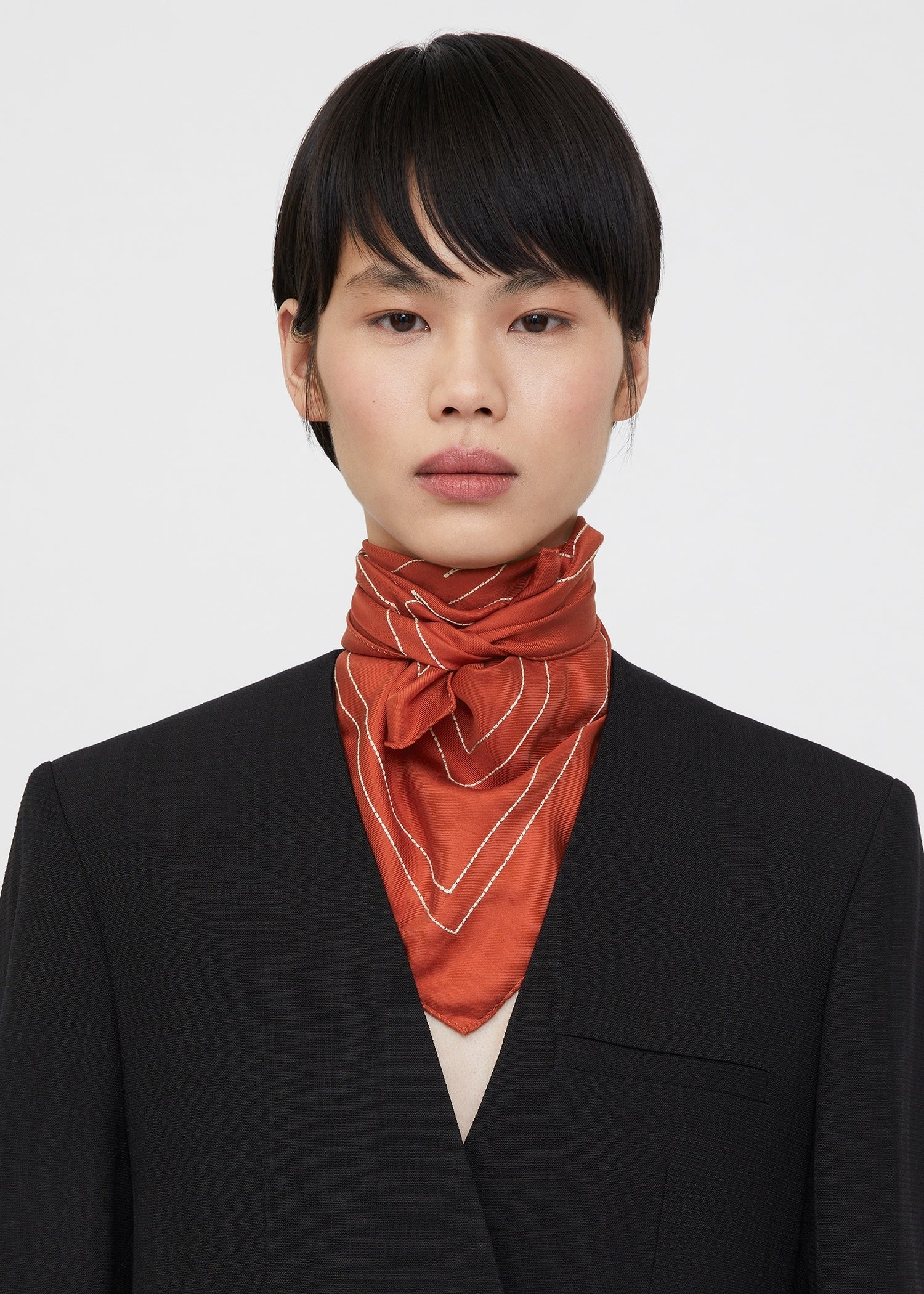 Embroidered monogram silk scarf bloody mary - 4