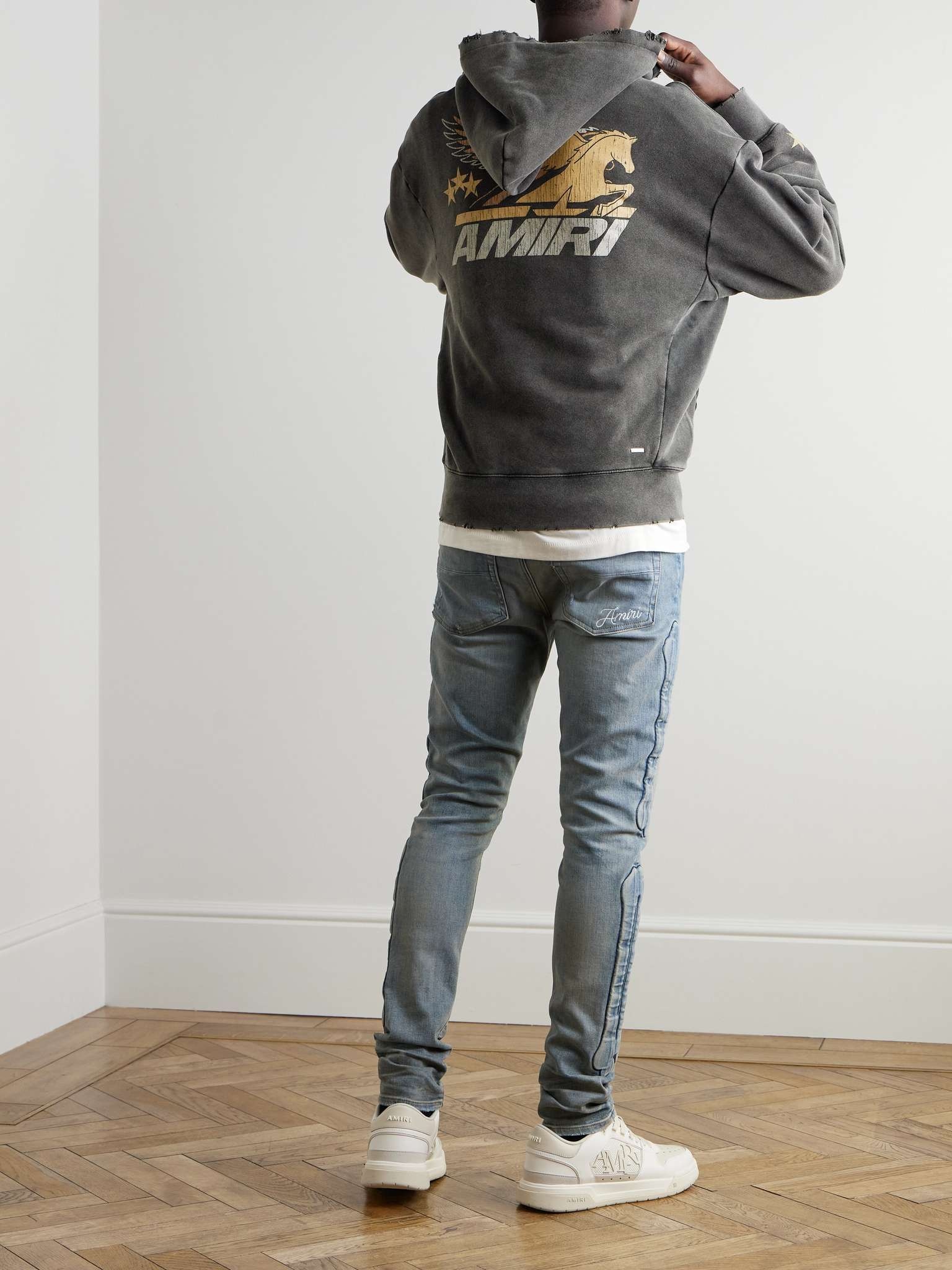 AMIRI Vintage Pegasus Distressed Logo-Print Cotton-Jersey