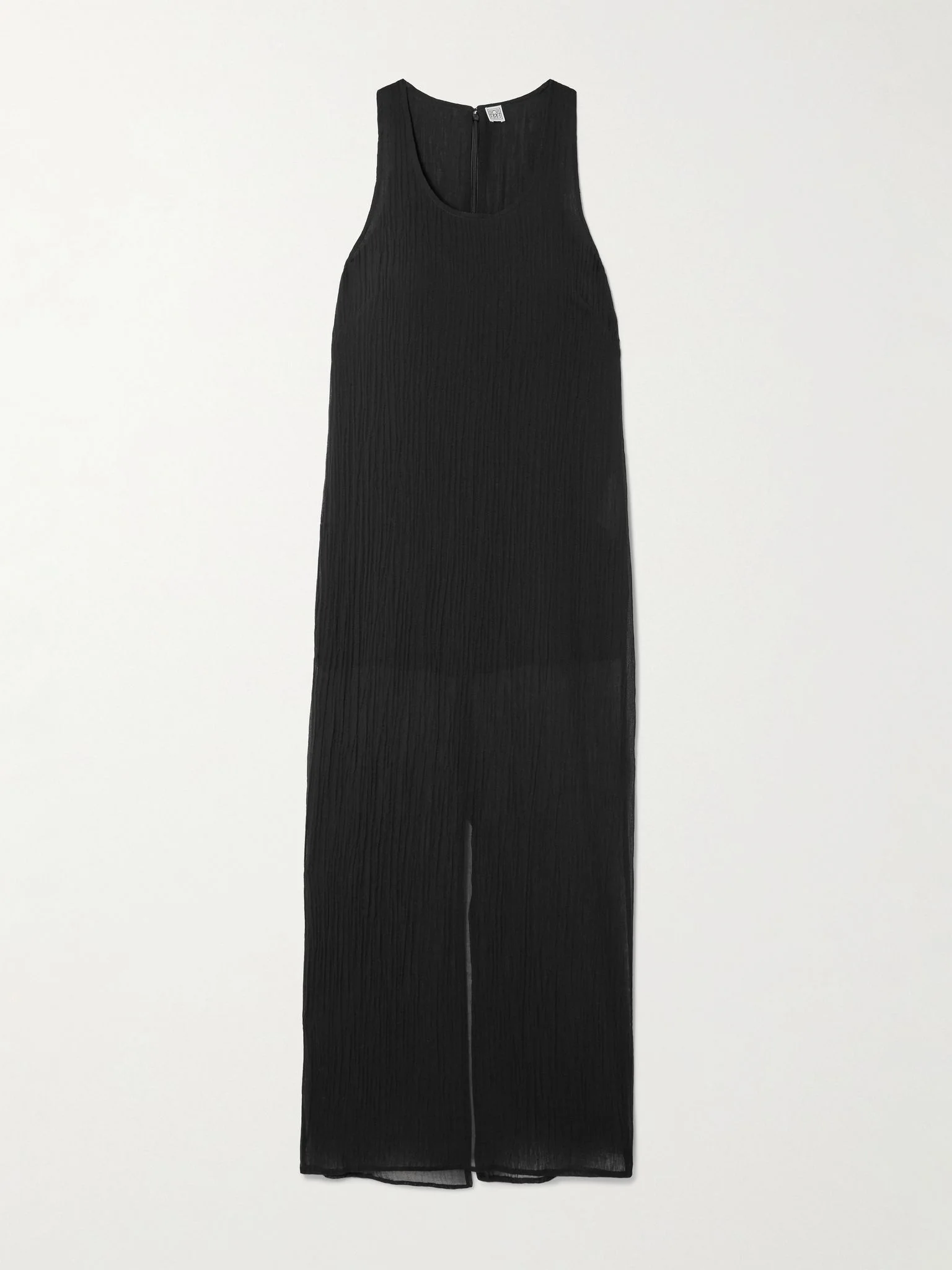 Cotton and silk-blend crepon midi dress Black - 1