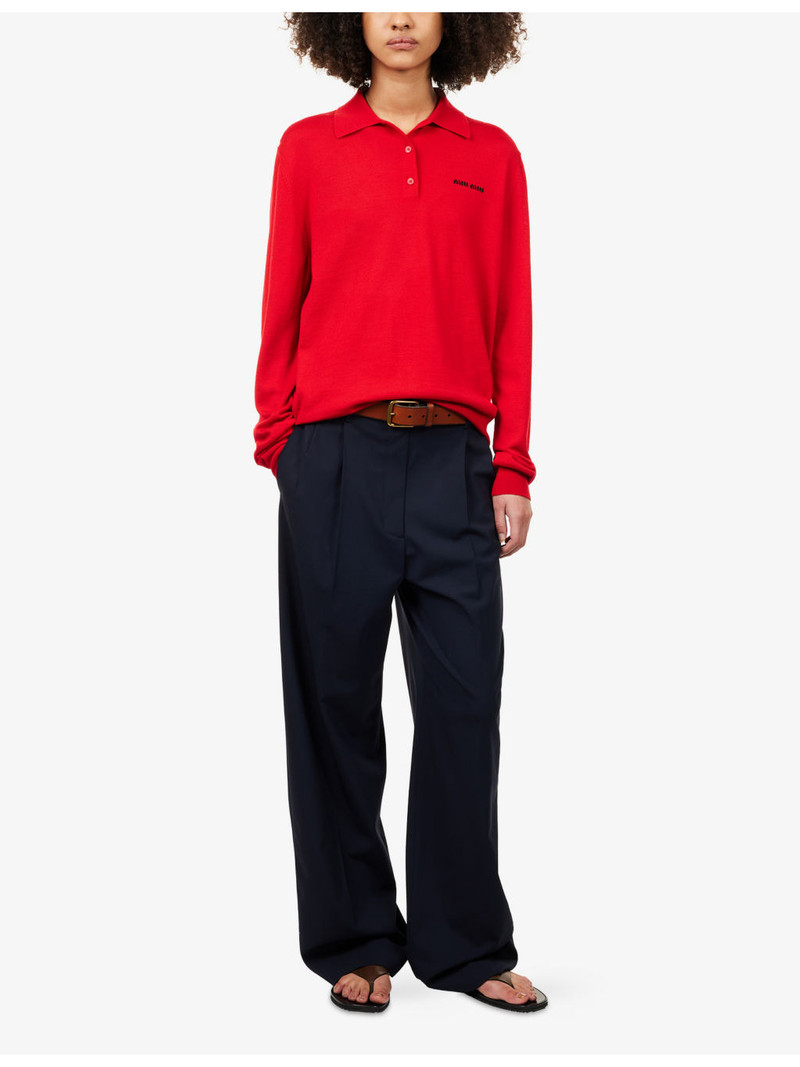 Miu Miu Tailored Straight-Leg Wool-Blend Trousers outlook