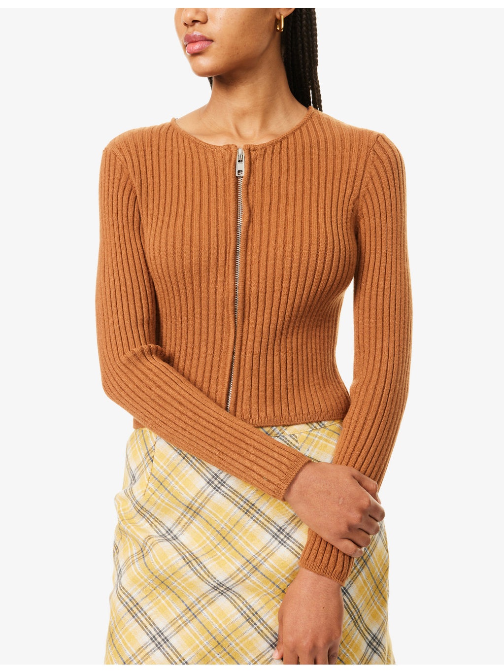 Peggy Faux-Fur-Embellishment Knitted Cardigan - 5