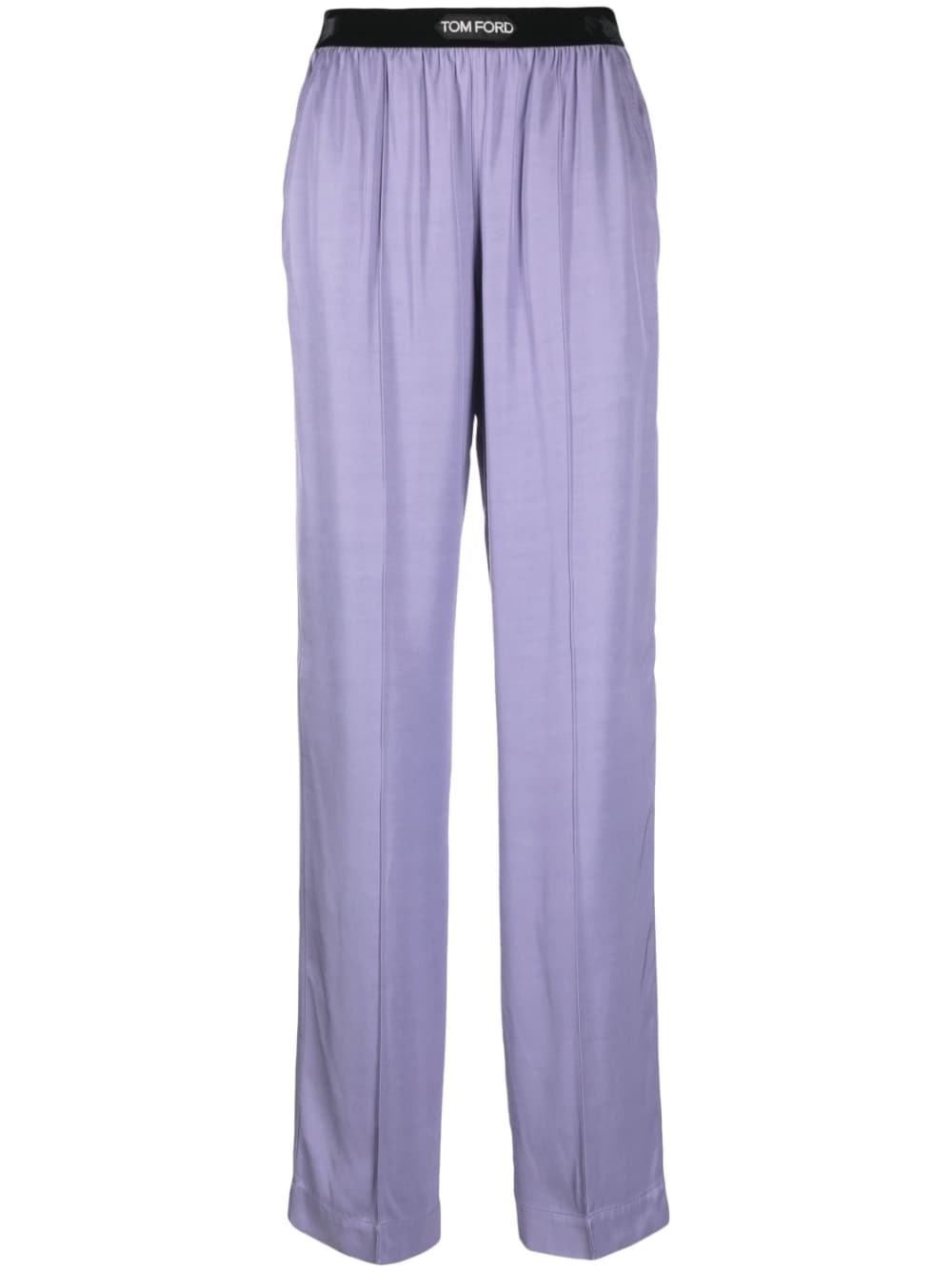 straight-leg silk trousers - 1