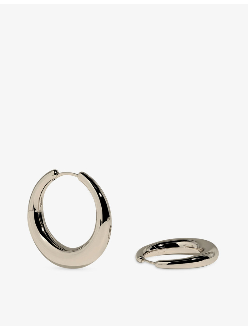 Dome XL Rhodium Plated Sterling-Silver Hoop Earrings 1
