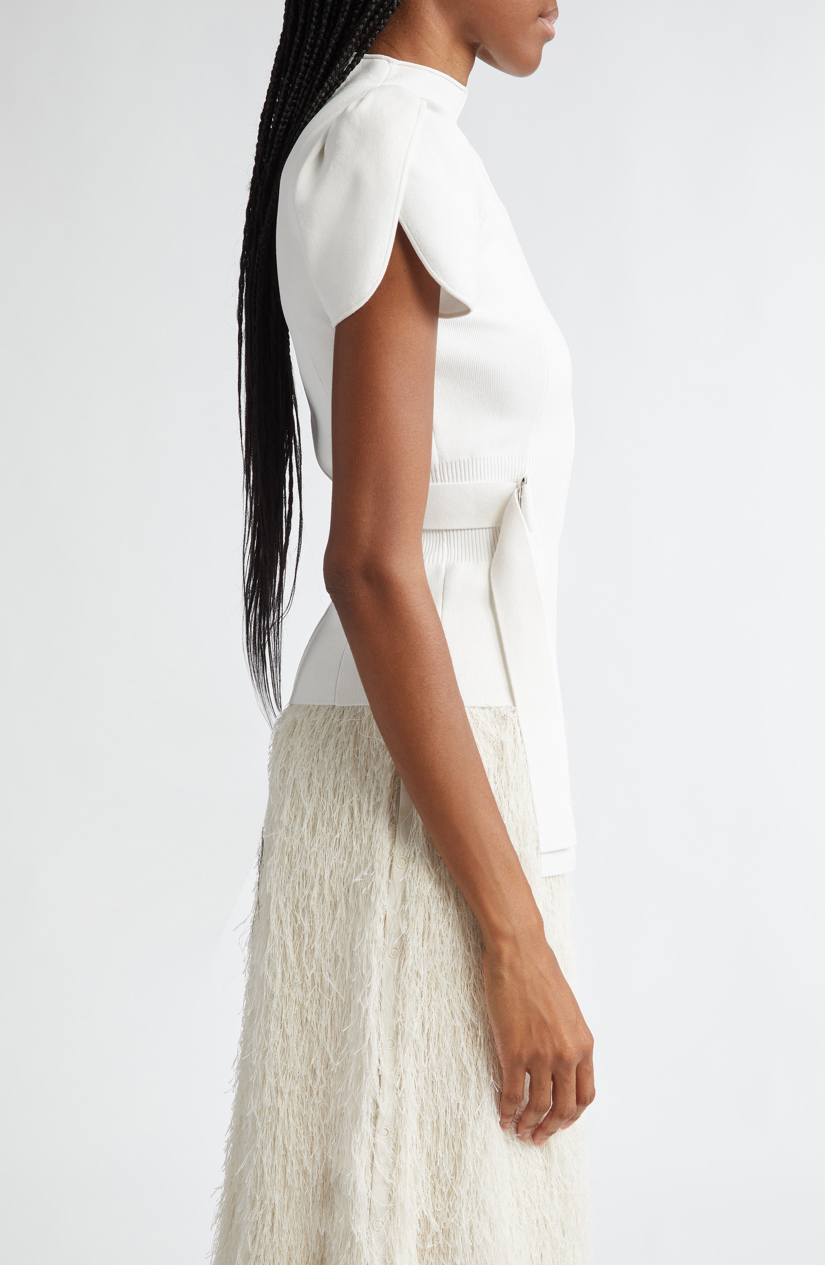 3.1 Phillip Lim Puff Sleeve Mock Neck Rib Top in Ivory at Nordstrom - 4