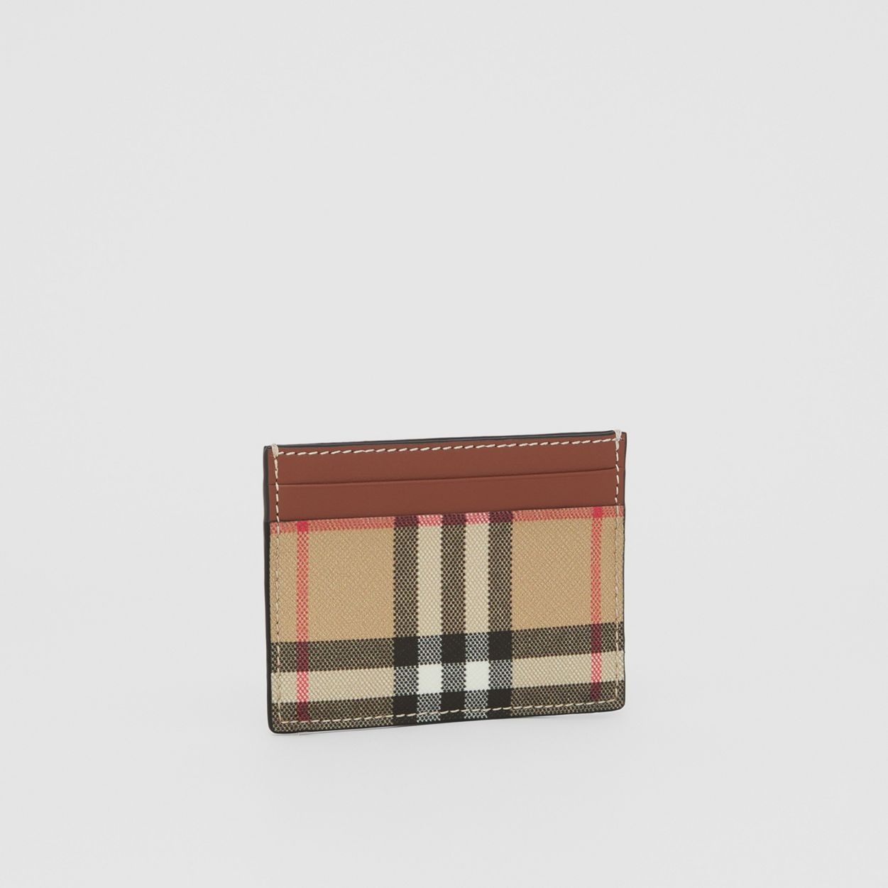 Vintage Check and Leather Card Case - 4