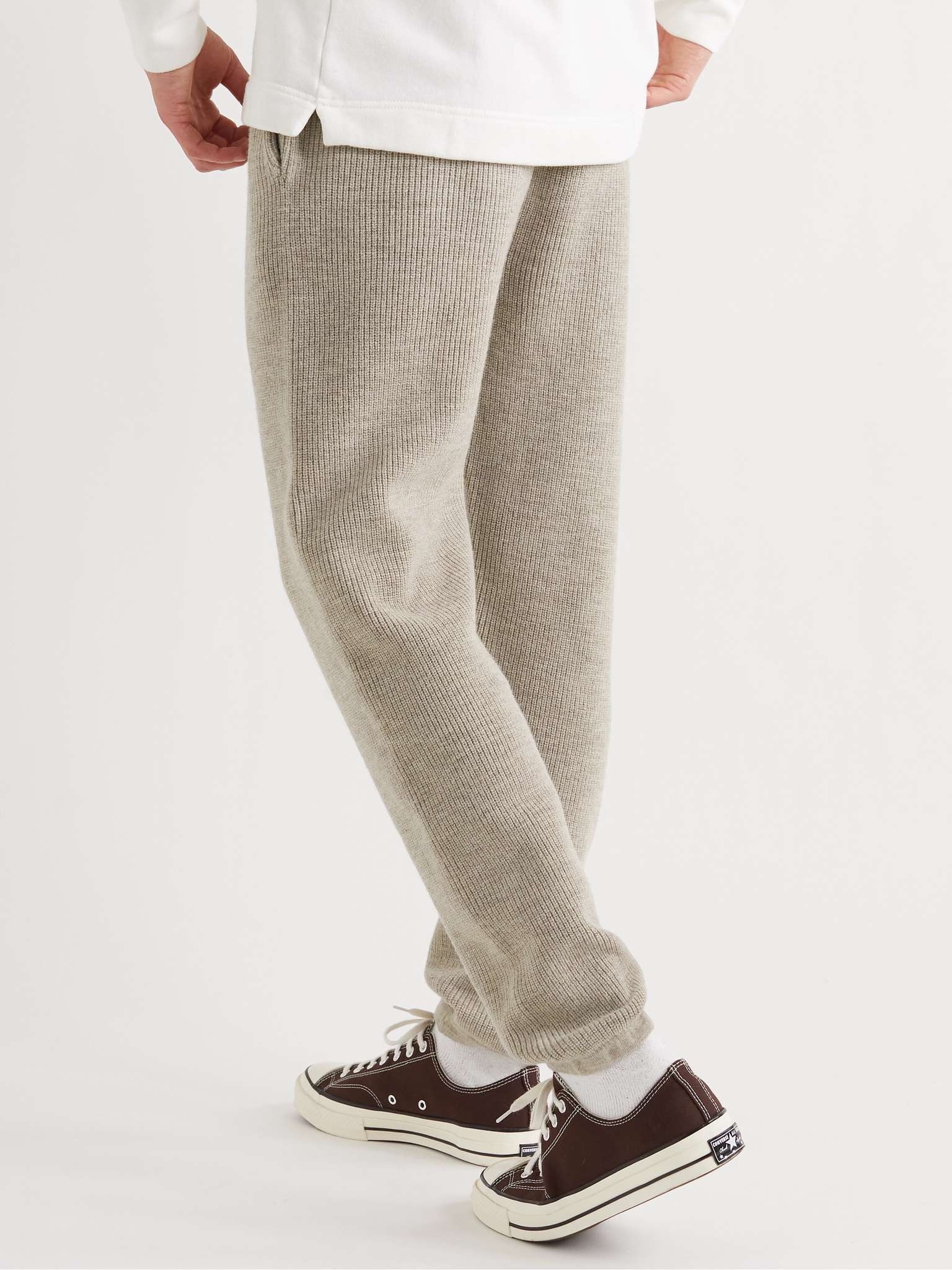 Tapered Ribbed Merino Wool Sweatpants - 4