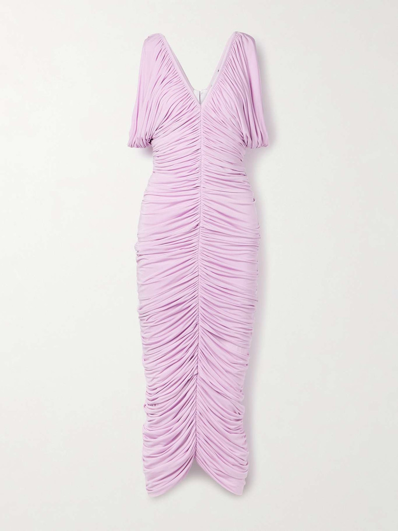 Ruched satin-jersey midi dress 1