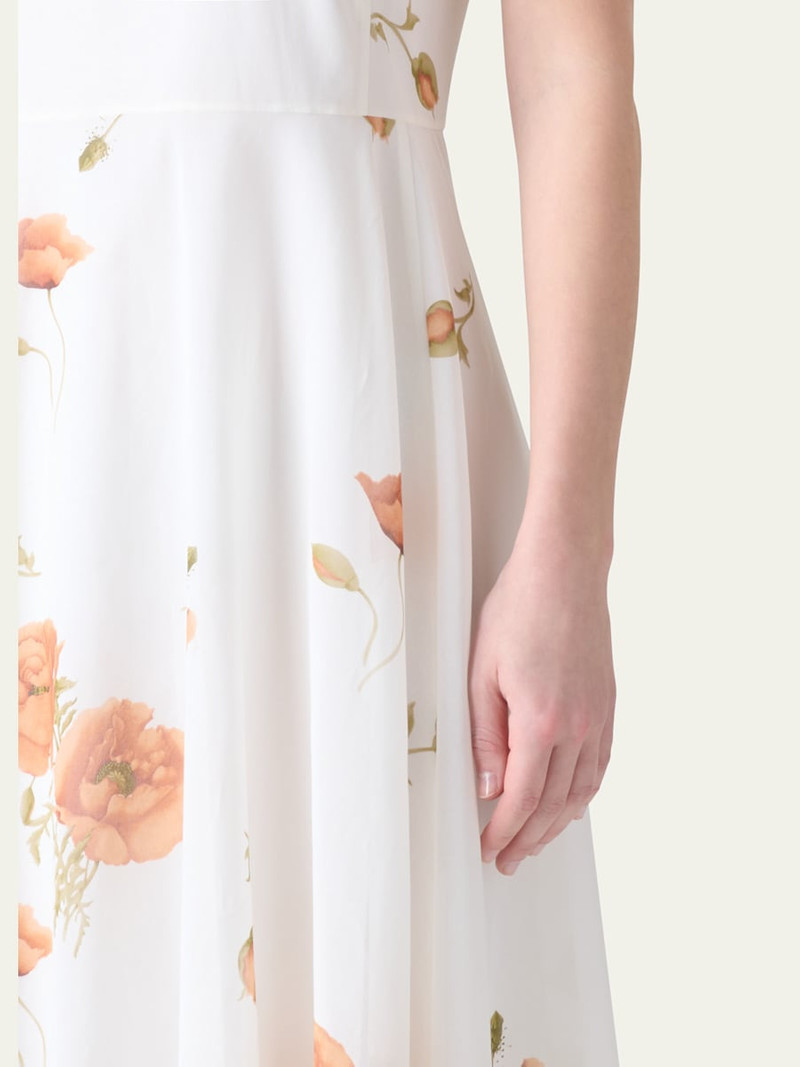 Anemone Print Belted Fit-and-Flare Voile Dress 5